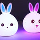 Cute Night Light Animal Rabbit Night lamps Touch Sensor Silicone LED Colorful Lights