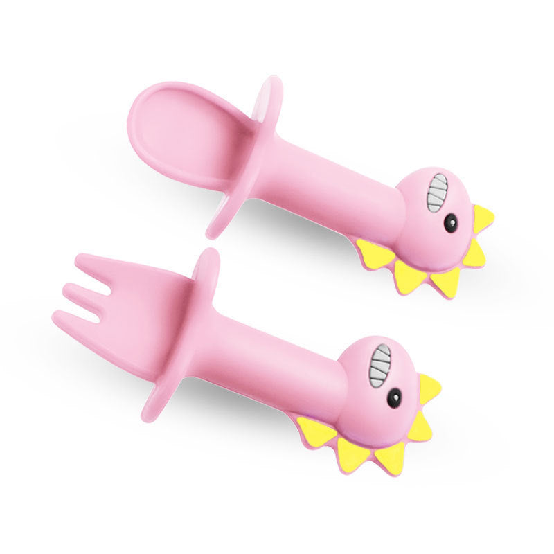 Baby Grid Plate Training Fork and Spoon dinosaur Set