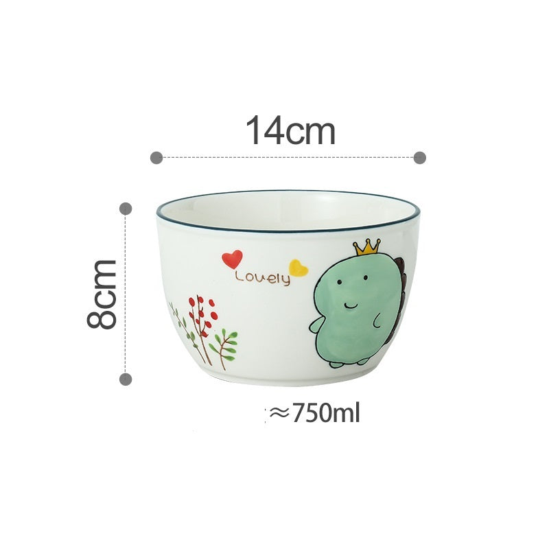 Children Tableware Set Llittle Dinosaur Japanese Cartoon Ceramic Tableware Set Bowl And Plate Set